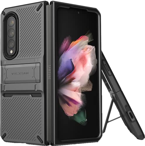 【VRS】 Galaxy Z Fold3 5G 対応 ケース 耐衝撃 背面 スタンド 付 スマホケース 耐 衝撃 スマホカバー 耐衝撃ケース スタンド付き カバー [ Samsung Galaxy Z Fold 3 SC-55B SCG11 ギャラクシーZ Fold3 サムスン ギャラクシーZホールド3 対応] Quickstand Pro メタルブラック