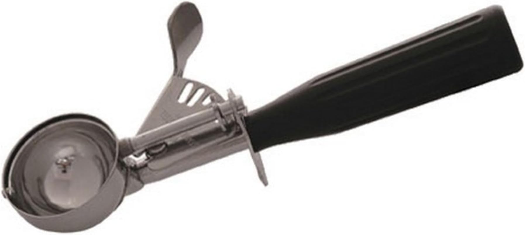 No.30 Ice Cream Disher with Plastic Handle, Size 30, 1 1/4 oz capacity, Black, Stainess Steel