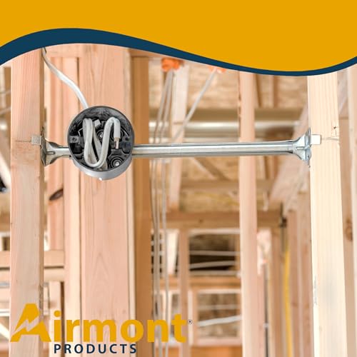 (4 Pack) Round PVC Electrical Box With Adjustable Bar, For New Work, Bar Adjusts From 16 to 24 Inches, Grey Fixture Box, 20 Cubic Inch Capacity, Supports Up To 50 lbs., For Non-Metallic Sheathed Cable by Airmont Products - Used condition - Image 2