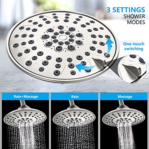 EMBATHER Shower Faucets Sets Complete, with 3 Setting High Pressure Shower Head Combo, Bathroom Wall Mounted Rainfall Shower System Fixtures with 8-Mode Handheld Spray, Brushed Nickel by EMBATHER - Image 3