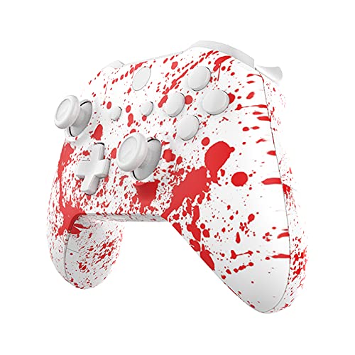 WPS Hydro Dipped Controller Case Collection Full Housing Shell + Full Buttons for Xbox One S Slim 1708 Version Controller (Red Splatter -White)
