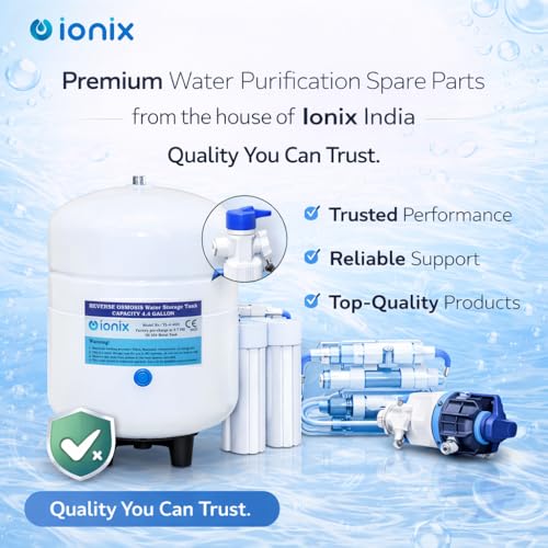 Image of IONIX RO Stainless Steel 304 Pre-Pressurized Metal Pressure Tank with Tank Valve, Water Softener, 4.4 Gallons Capacity, Healthy Water for Your Family, Used by Top Indian Brands (Pack of 1)