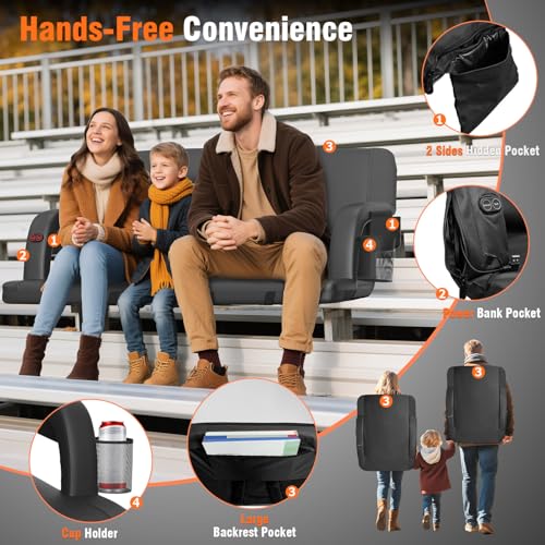 image for Suteck 2 pcs Dual-Sided Heated Stadium Seats for Bleachers with Back S