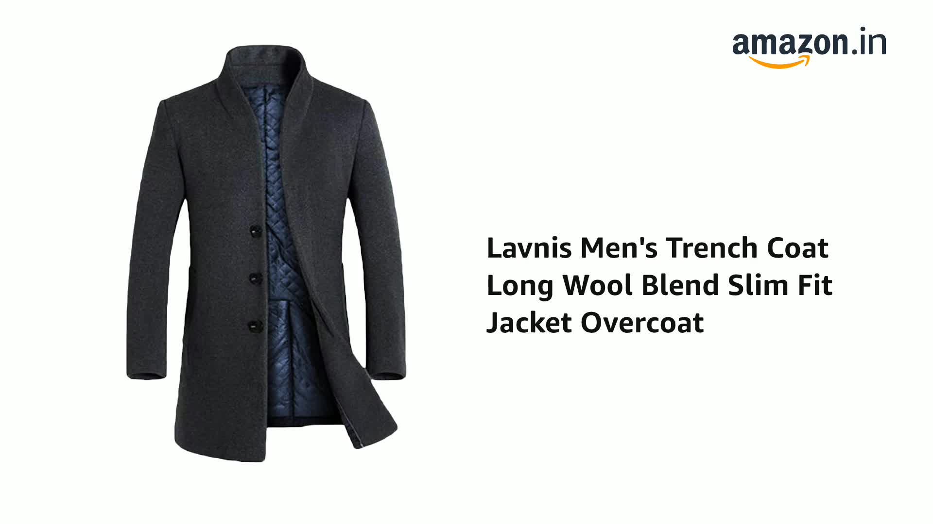 Buy Lavnis Men's Trench Coat Long Wool Blend Slim Fit Jacket