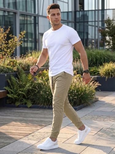 Image of ANNI Designer Men Cargo Pants Cotton Solid | Cargo Pants for Men | Mens Cargo Trouser | Multi Pocket Cargo Pant Regular Fit | Casual Stylish Bottom Wear for Mens Comfortable Clothing