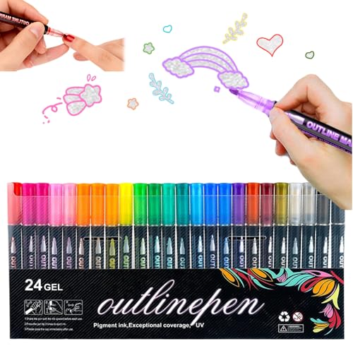 VLZLQ Dreamy Sparkle �f���A�����C���֊s�y�� 8/12/24�F �Z���t�A�E�g���C���O���b�^�[�}�[�J�[ �A�E�g���C���y�� ���^���b�N �A�[�g �f�b�T�� ������ �J�[�h�쐬�p (24�F)