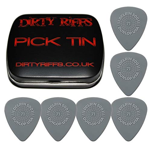 Dunlop Delrin Prime Grip Lot de 6 médiators Gris 0,71 mm