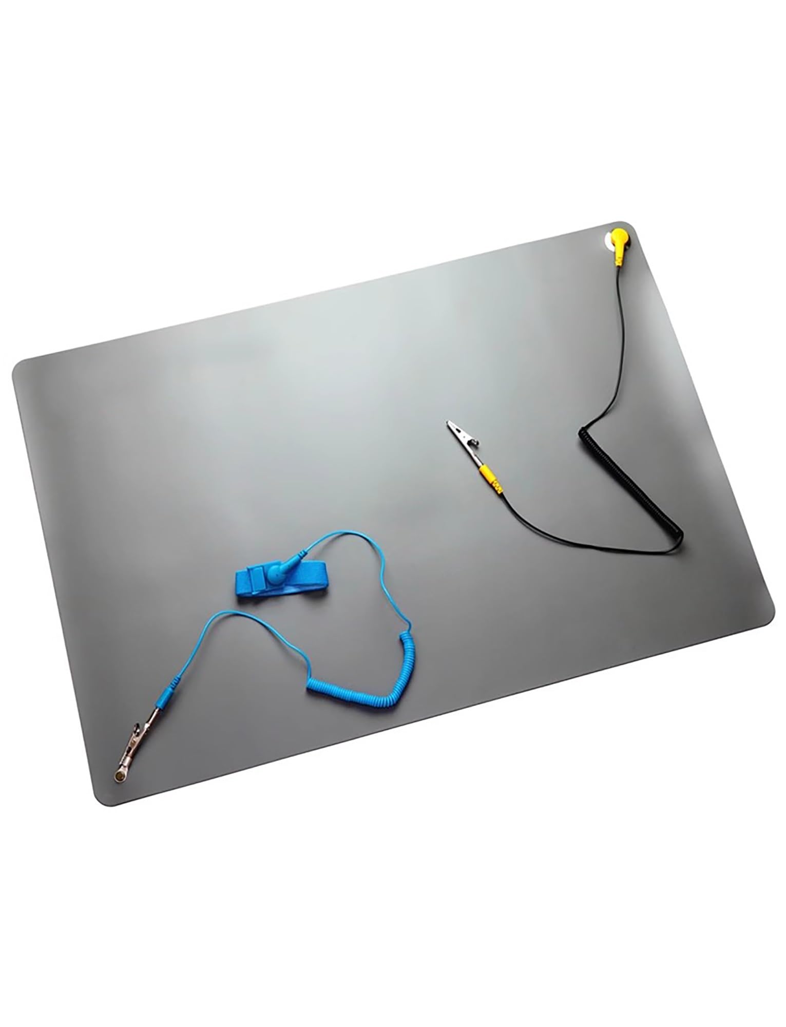 QCKNKMGG Silicone Soldering Mat, ESD Soldering Mat Kit With Wrist Strap & Grounding Cord Anti-Static Table Mat Gray Multiple Sizes(120x60cm/47.3x23.6)