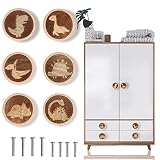 ziyue 6 Pack Wooden Drawer Knobs(40MM/1.57"), Dinosaur Wooden Knobs for Nursery Room, Kids Dresser K