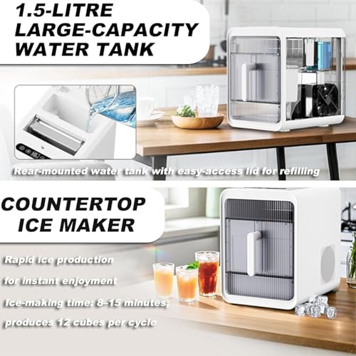 Machine à glace rapide de 15 kg pour comptoir avec réservoir compact de 1,5 L