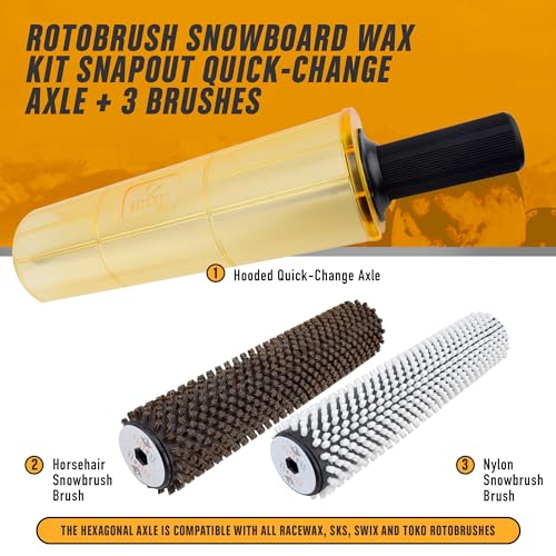 RaceWax Snowboard 300mm Roto Brush Wax Kit Axle-Shield with Nylon and Horsehair Brush - Snowboard waxing kit - (ZL-7000) by RaceWax - Image 2