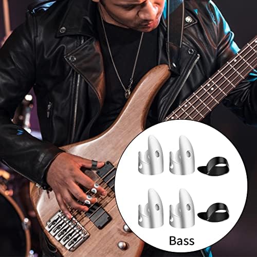 ASTER 6 Pieces Steel Guitar Finger Picks Set,Including Stainless Steel Finger Picks and Plastic Thumb Finger Plectrums, Adjustable Banjo Finger Pick Plectrum for Guitar, Bass,Ukulele