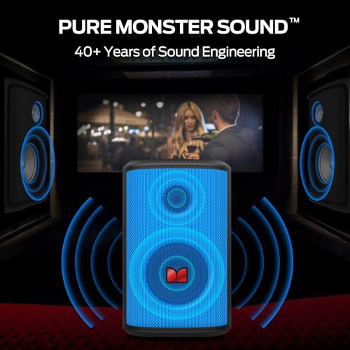 image for Monster Sparkle Bluetooth Speaker 120W Peak with Microphone, Portable 