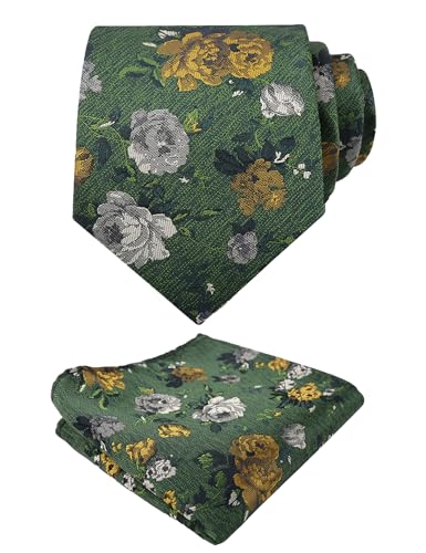 Image of Alizeal Mens 3.15'' Colorful Flower Pattern and handkerchief Necktie Set