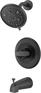 Replacement Bathtub Faucet Trim Kit for 1300/1400 Series, 9-Setting High Pressure 5.5" Round Rain Shower Head& Handle Set, Matte Black(Valve& Catridge Not Inclued)