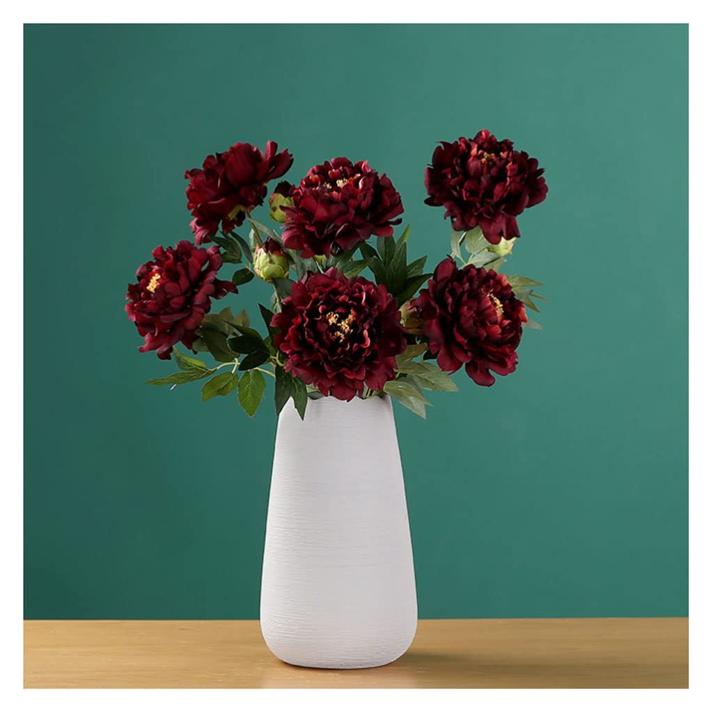 Künstliche Blumen Pfingstrose Künstliche Blumen Einfache 6 Köpfe Blumenstrauß mit High End Keramik Vase Set Hochzeit Party Braut Heimtischdekoration Künstliche Blumen wie Echt (Color : C)