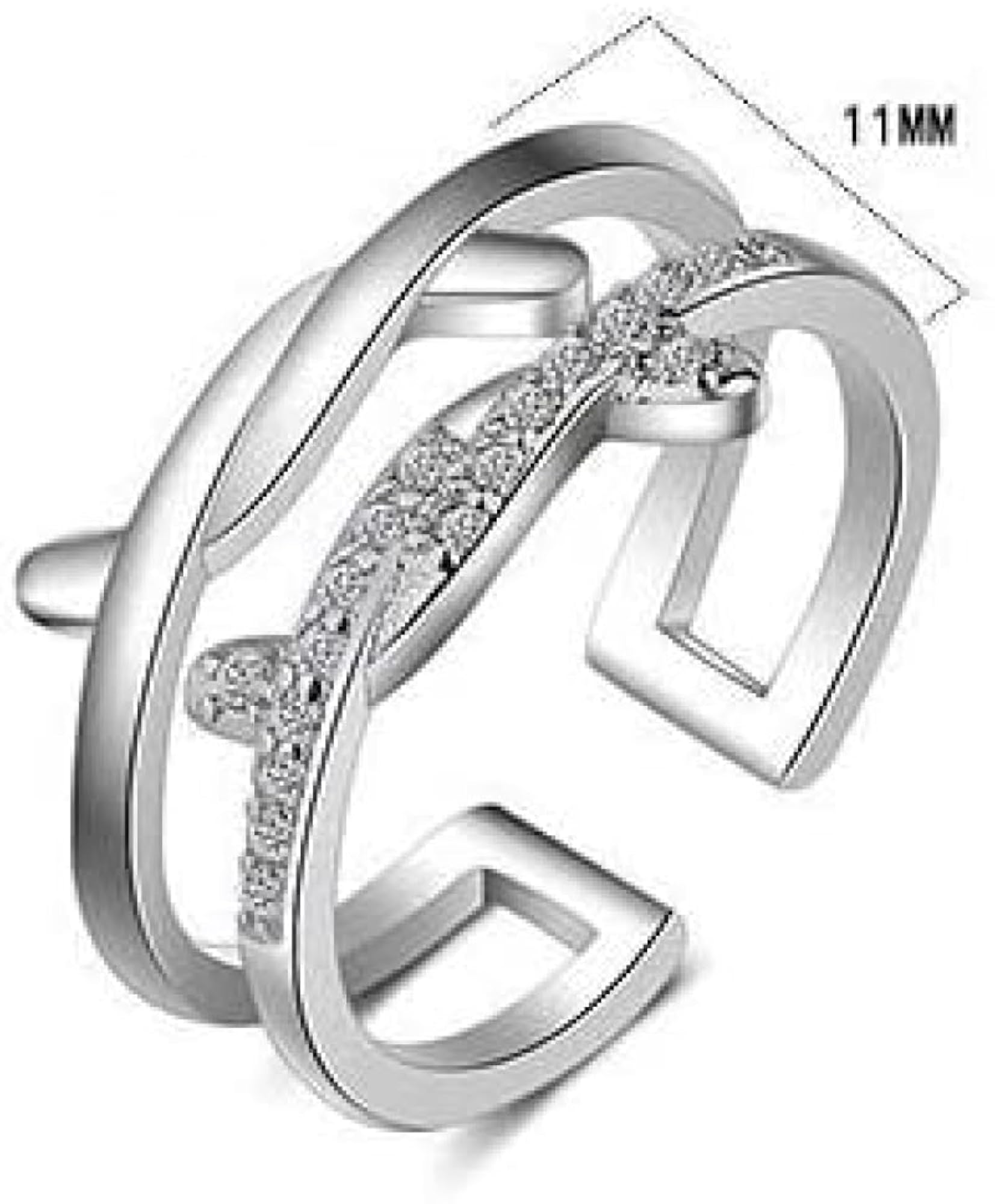 Adjustable Zirconia Ring, Crystal Girls, Plated Double Layered