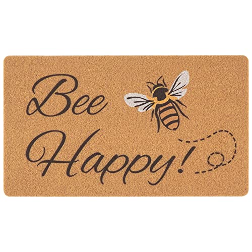 Uini Welcome Mats Outdoor Summer Door Mat, Bee Happy Front Door Mats, Non Slip Entrance Door Rugs For Front Door, Home Entryway, Resist Dirt, Outside Porch, Easy To Clean, 17" X 30" #TOP3