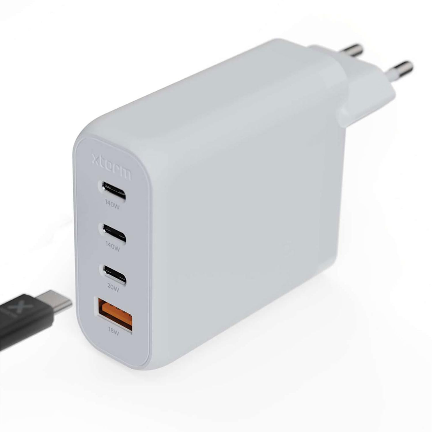 Xtorm GaN2-Ultra, 140W, 4 Puertos, tecnología GAN, Power Delivery & Quick Charge, Cargador multipuerto, ABS Reciclado, Compatible con Smartphone, Tablet y Ordenador portátil - Blanco