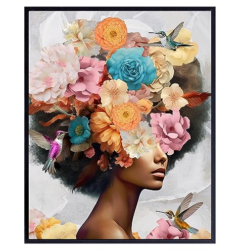 YELLOWBIRD ART & DESIGN Black women Floral Wall Art -