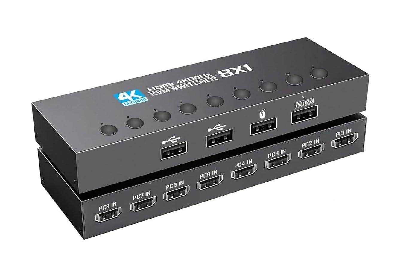MICROWARE 8 Port KVM Switch HDMI 4K@60Hz with Remote, 8 PCs Share 1 Monitor Keyboard Mouse, USB 2.0 Multi Computer Video Switcher for Office, Gaming, CCTV & Server Setup-picture-22