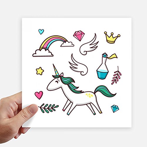 Pegatinas de pared de unicornios DIYthinker de 20cm para maleta y moto, pack de 4 piezas cuadradas 2