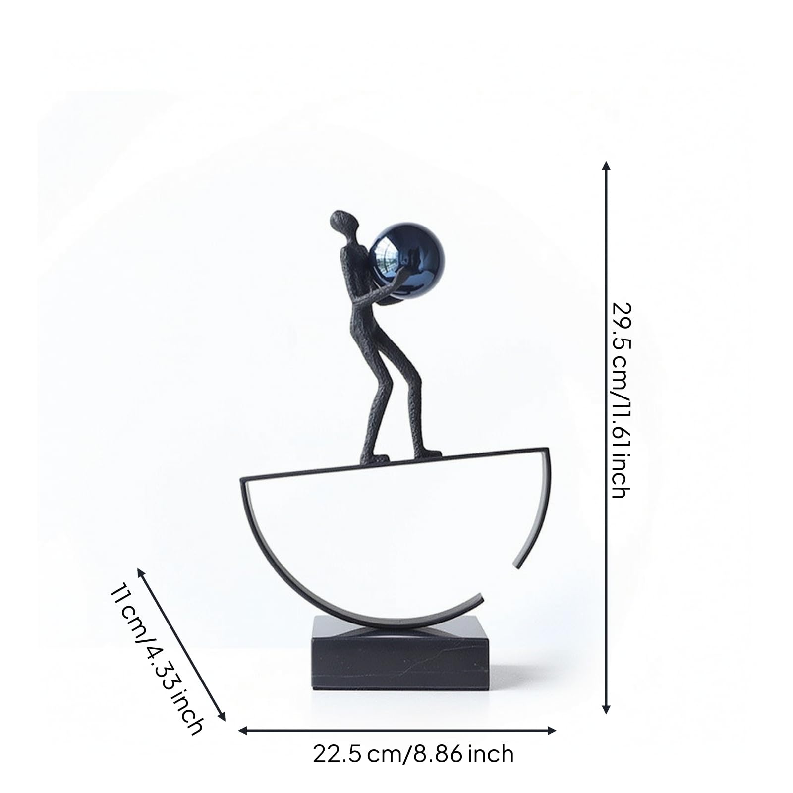 Figura con Esfera Texturizada Escultura No Representativa Minimalista Escultura No Representativa para Estantería, Oficina, Dorado