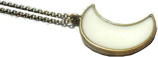 Moon Crescent Necklace Glow In The Dark Bronzetone (glows aqua)