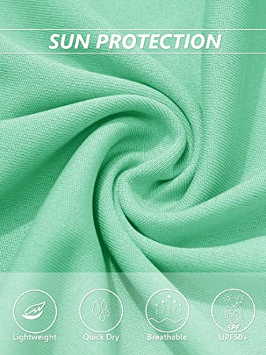 Tacvasen Women's Hiking Shirts Summer Outdoor Upf 50+ Sun Protection Solid Short Sleeve Running T Shirt, Mint Green, L #TOP4