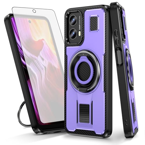 Coque Motorola Moto G 5G 2024 violette avec protège-écran verre trempé