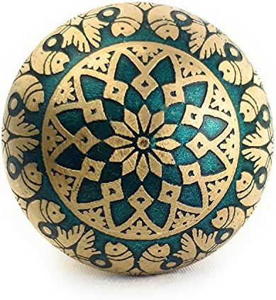 French Furniture Fittings Set of 6 Brass Fish Knobs - Turquoise (FFF) - Kitchen Cabinet Pull knobs, Cupboard, Chest, Drawer Handles - Vintage Shabby Chic 36 mm by FFF