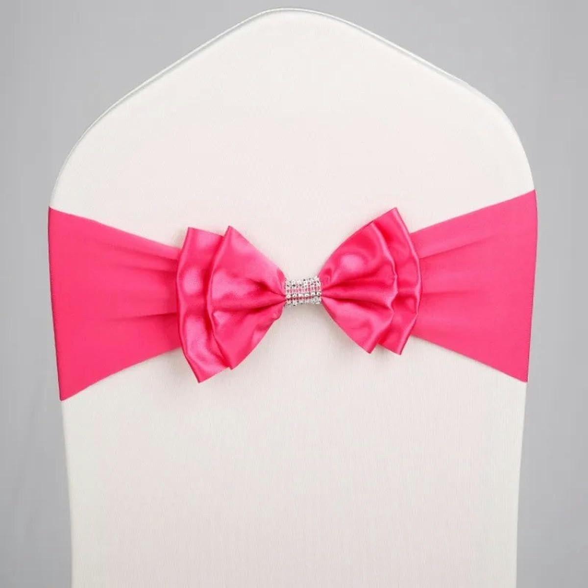 Chair sash,10PCS Satin with Tie Elastic Stretch Spandex Bow Band Banquet Hotel Decoration(Black)
