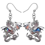 NEWEI Fantasía Pendientes Dragón Dangle Unique Dragon Joyería para Mujeres Niñas (Paloma)