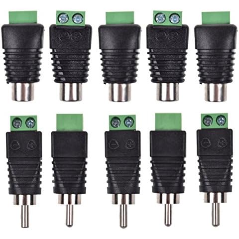 Liimevvon Lemoy 10-Pack Phono RCA Male and Female Plug to AV Screw Terminal Audio/Video Connector Adapter (5 Male & 5 Female) Cover