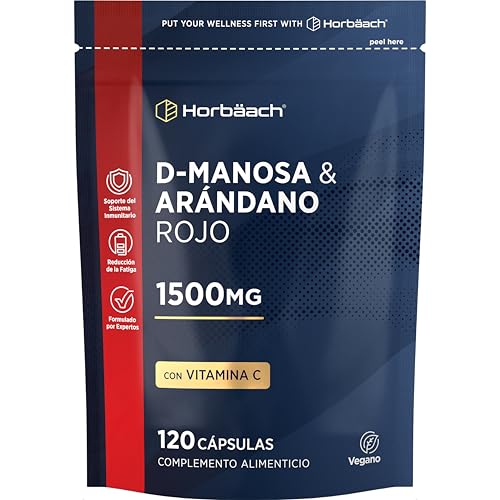 D Manosa y Arándano Rojo | Complejo con Vitamina C | 120 Comprimidos Vegetarianos | 100% Natural | Horbaach