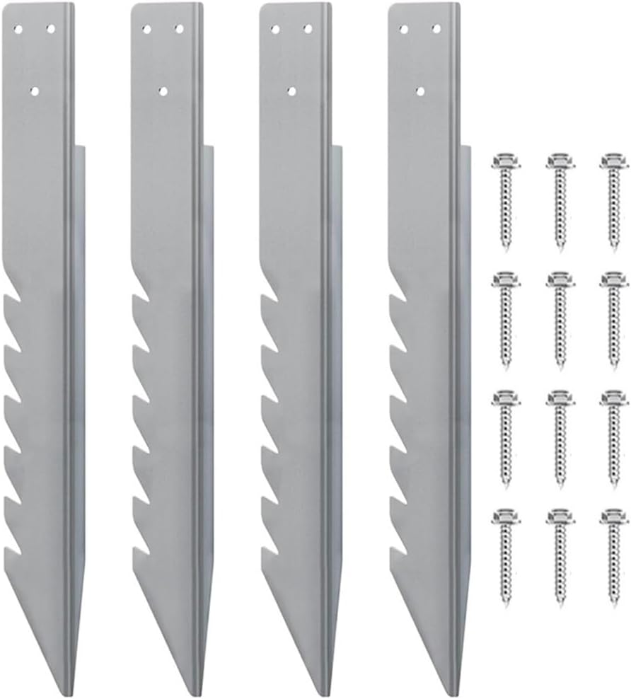 4Pcs Fence Post Anchors Ground Spikes Metal Powder Heavy Duty Mailbox Post