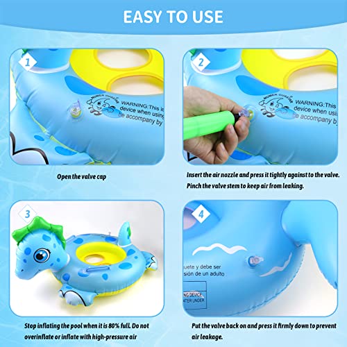 Rtudan 24" 3 Pack Pool Inflatable Floats For Kids, Dinosaur Flamingo Whale Swim Floats Tube Rings,Swimming Rings For Kids Swimming Pool Beach Summer Water Float Party Outdoor #TOP3