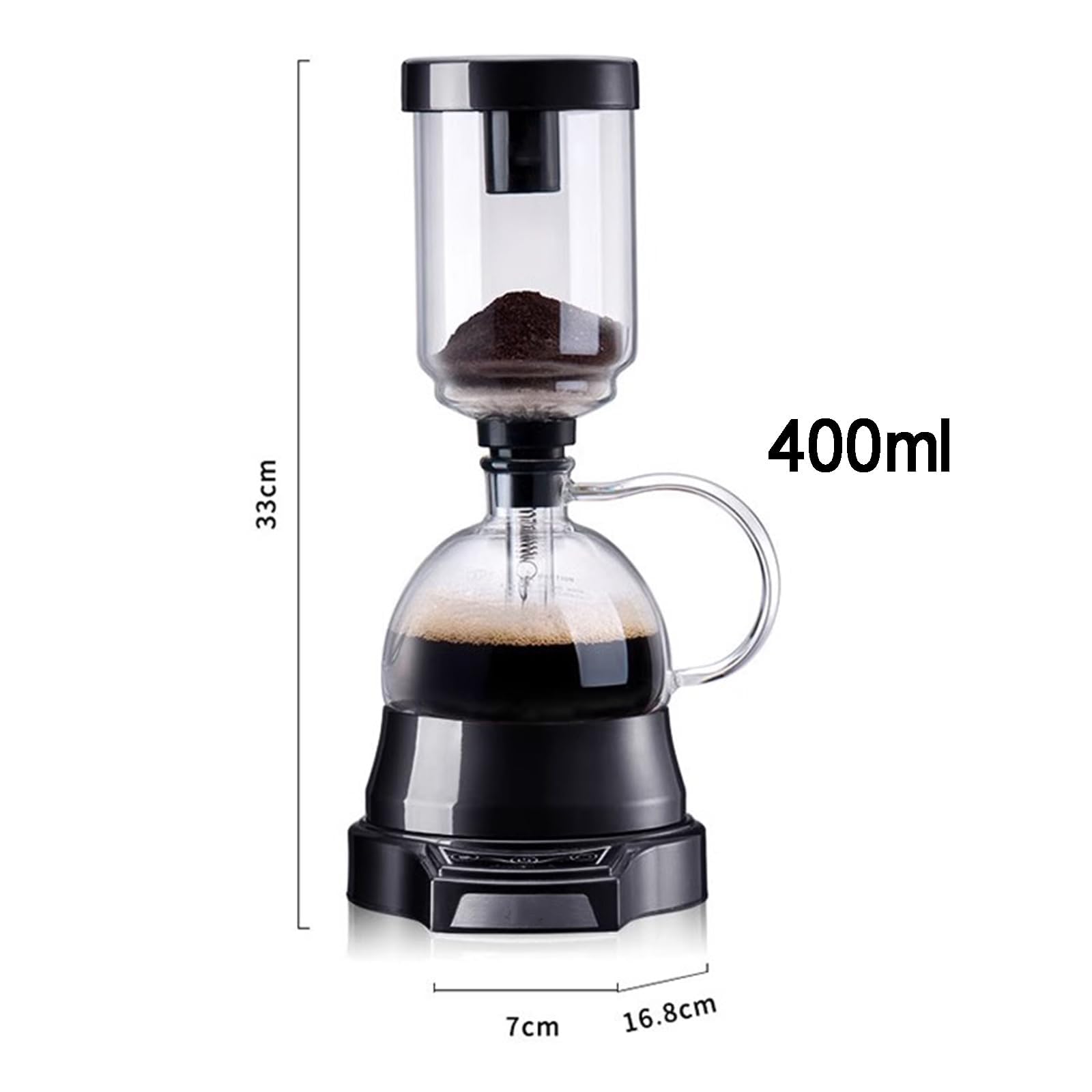 Cafetera De Sifón Eléctrico, Cervecero De Cafetera Sifón con Un Temporizador De Autos Y Una Olla De Vidrio De 400 Ml, Extracción De 60s, 2 Máquina De Café De Vacío Ajustable para Amantes del