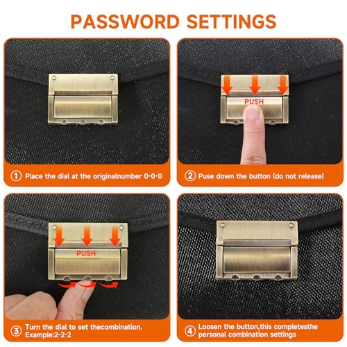 Upgraded 6500°F Fireproof Document Bag with Lock,14.2"x10"x2.3''Fire Proof Money Bag with Zipper,10 Layer of Heat Insulated Material, Water Resistant Fireproof Bags for Documents,Safe Bags