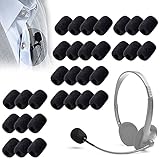 Gloryit 30 pieza Esponja para Microfono Pequeño Pantallas Antiviento de Micrófono Pequeña Cubiertas Micrófono para la enseñanza en el aula,salas de reuniones,entrevistas,Actuación Escénica (Negro)