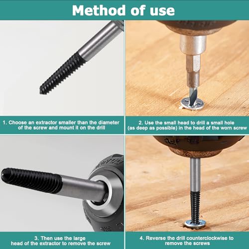 JIZZU Screwdriver Driver Bits Set, Screw Extractor Set of 6 Damaged Screw Remover - Image 3