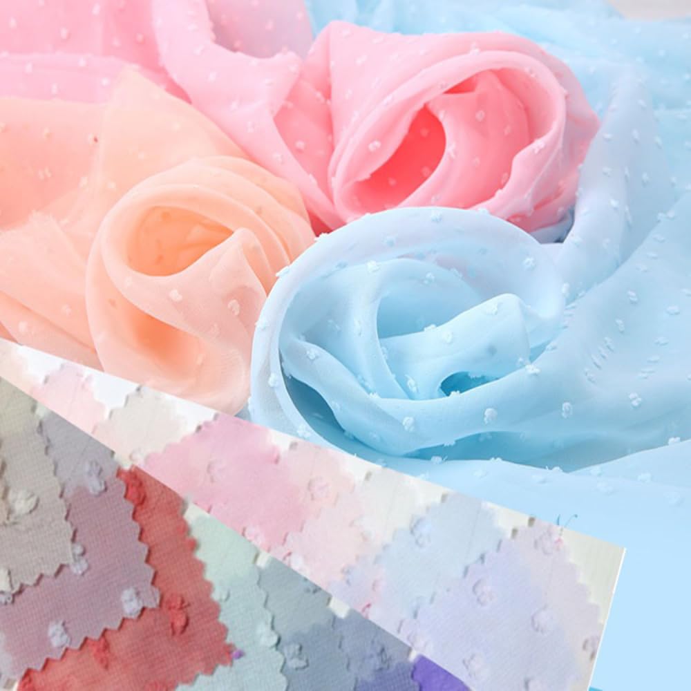 Wambere 500cm x 150cm Tüllstoff Chiffonstoff mit kleinen Pompons,Tüll Dekostoff Kleiderstoff Meterware Tülldekoration Bekleidungsstoff für Nähen DIY Handwerk Hochzeit Kleidungsdekoration,Altrosa