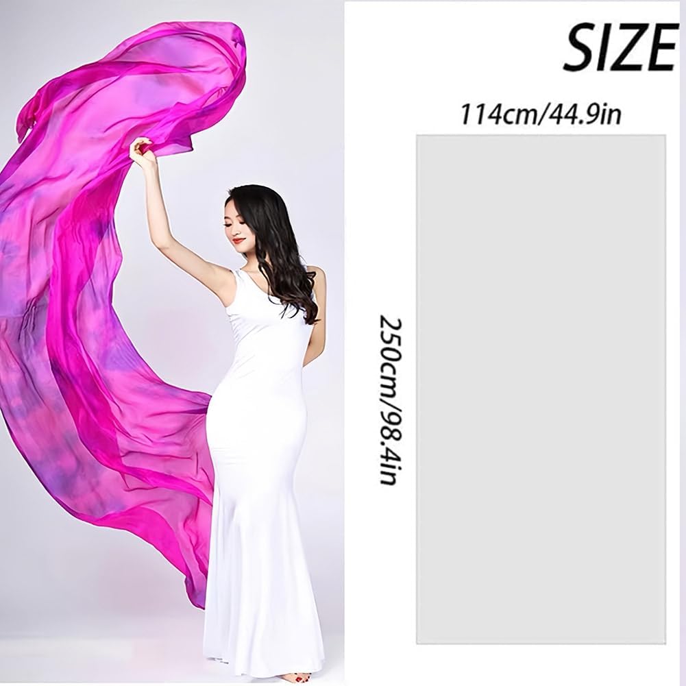 Women Real Silk Light Weight Belly Dance Hand Tie Dyed Silk Veils 250cm* 114cm for Adults Stage Performance