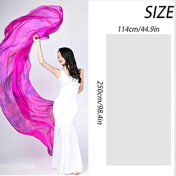 Women Real Silk Light Weight Belly Dance Hand Tie Dyed Silk Veils 250cm* 114cm for Adults Stage Performance