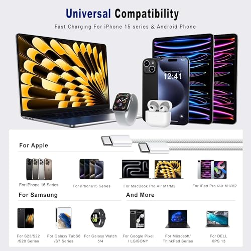 Image of Kratos 20W Fast Charger Compatible for iPhone 17 /16 /15 /14 /13 /12 /11 Series | 1M Type C to L Cable + 1M Nylon Braided Type C to C Cable | PD Fast Charger |BIS Certified