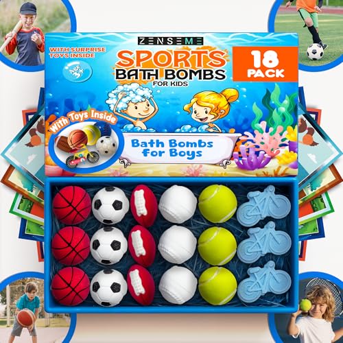 ZenseMe Bubble Bath Bombs for Boys with Mini Toy Ducks Inside – Bubble Bath for Kids - Kids Bath Bombs Toys Powder– Bathtime Experiment Kit Mix - Blast of Foam & Colours – Gift Set of 4 - Bath Toys