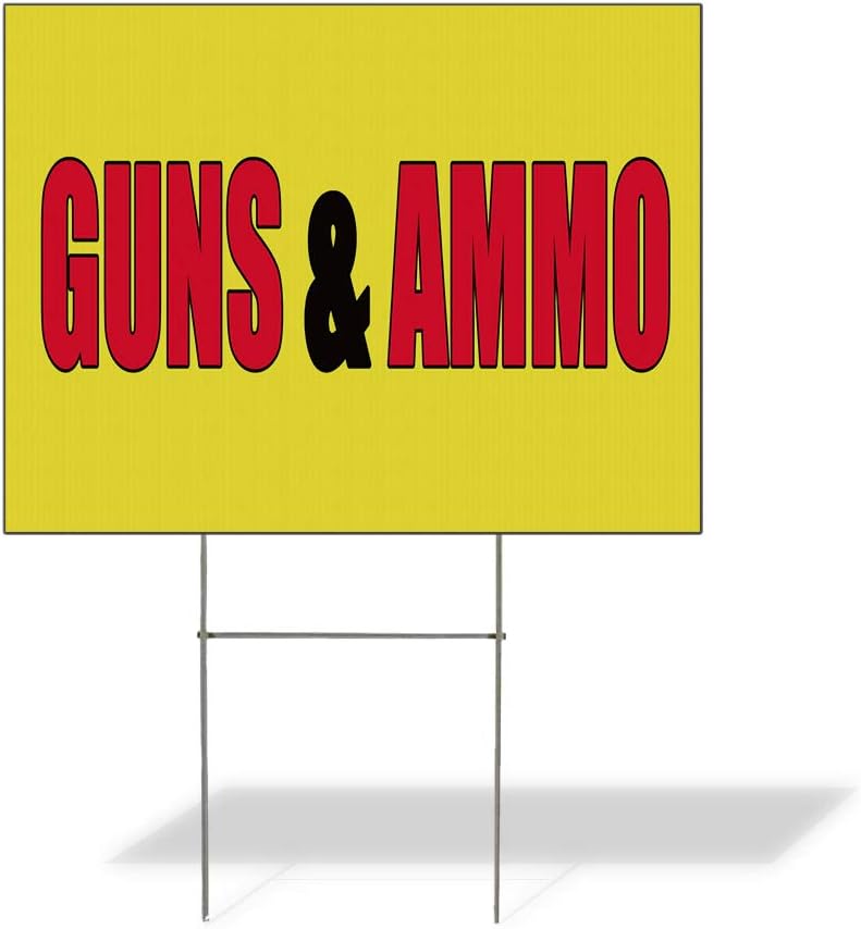Fastasticdeals Weatherproof Yard Sign Guns & Ammo Promotion Business A Yellow Lawn Garden Other Military 24x18 Inches 2 Sides Print