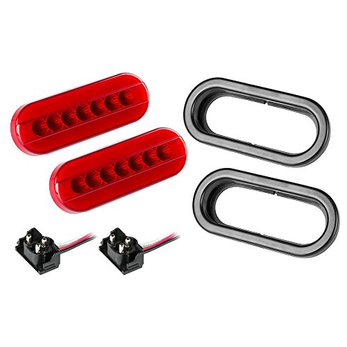 Lumitronics RV Halo LED 6" Sealed Oval Stop/Turn/Tail Lights (Red Pair)