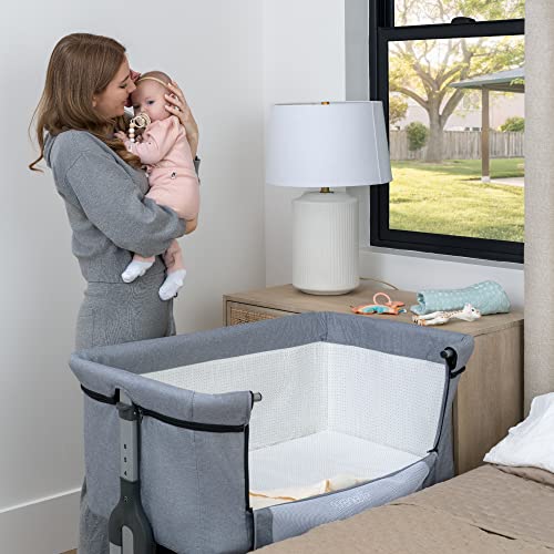 Serenelife Baby Bassinet, Bedside Sleeper For Infant & Newborn, Baby Bed For Safe Co-Sleeping, Easy Folding Portable Crib W/ Storage Basket, Adjustable Height, Wheels, All Mesh, W/ Travel Bag (Grey) #TOP7