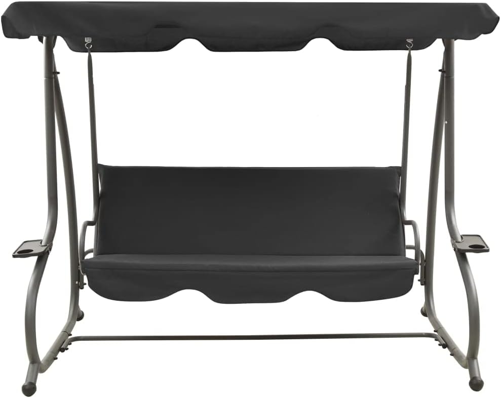 Outdoor Porch Swing, Patio Swing Chair, Adjustable Canopy, for Garden, Poolside, Balcony,Outdoor Swing Bench with Canopy Anthracite